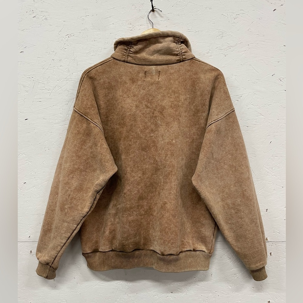 Vintage 90s Fuzzy Stonewash Quarter Zip Pacific Northwest Eagle Sweatshirt, M - Picture 2 of 10